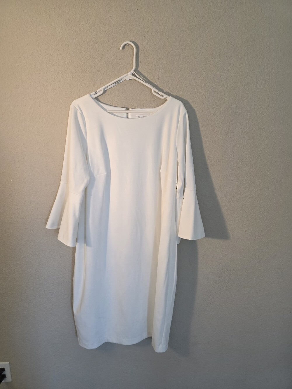 White Bell Sleeve Shift Dress